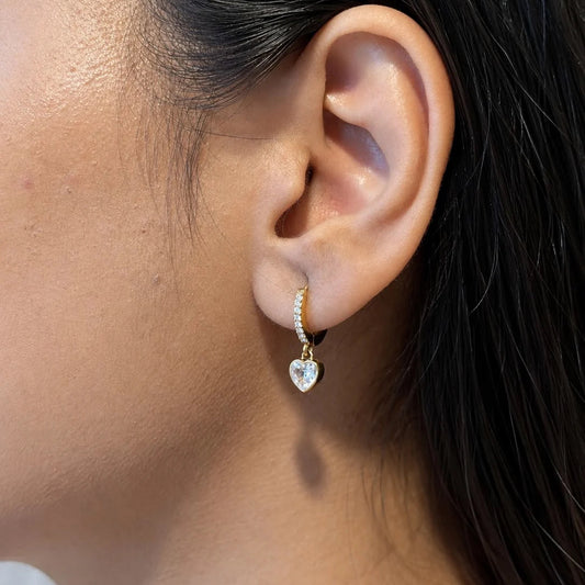 Timeless Heart Hoop Earrings - 18K Gold Plated