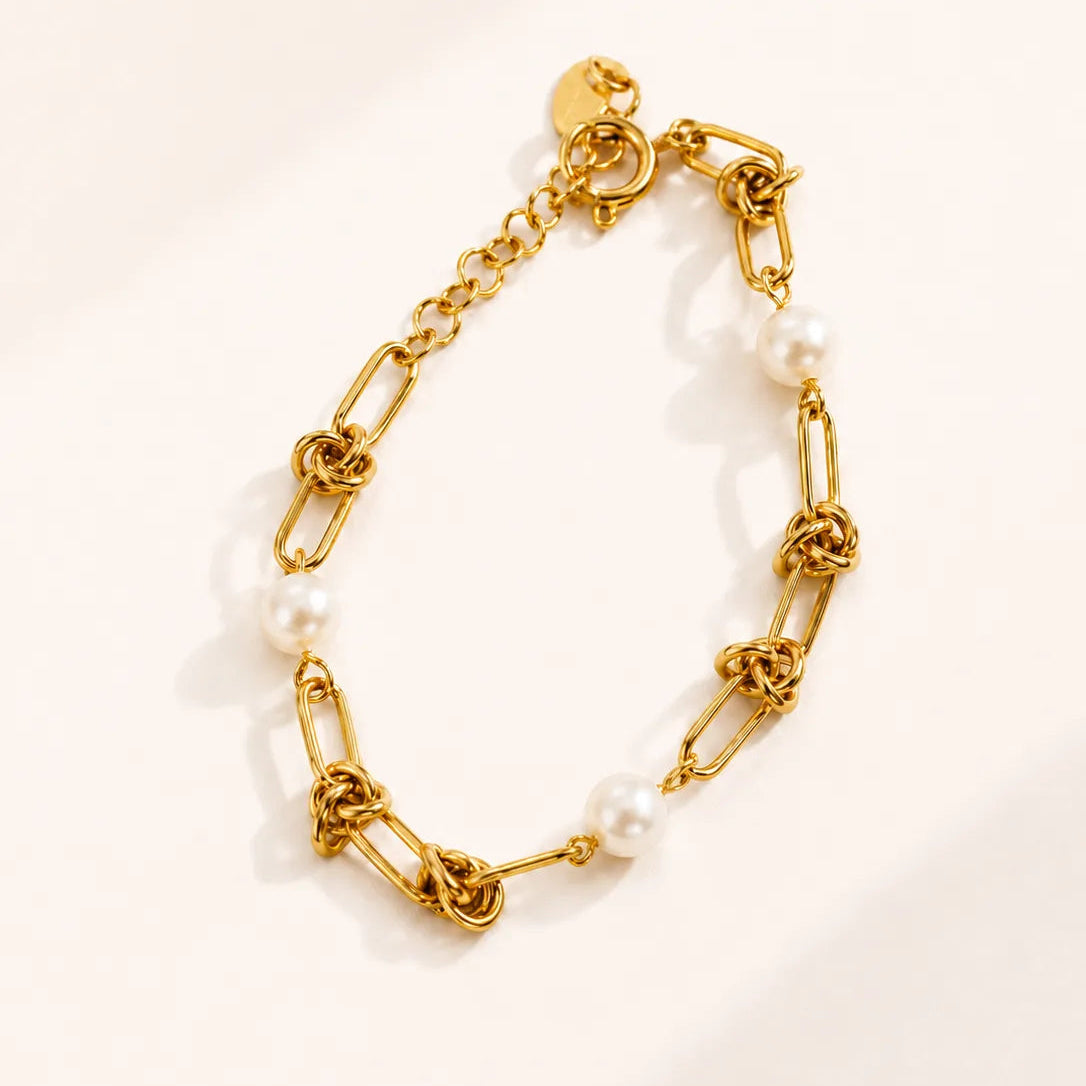 Tied in Pearl Bracelet - 18K Gold Plated