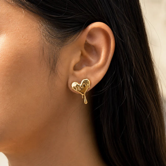 Scripted Love Earrings - 18K Gold Plated