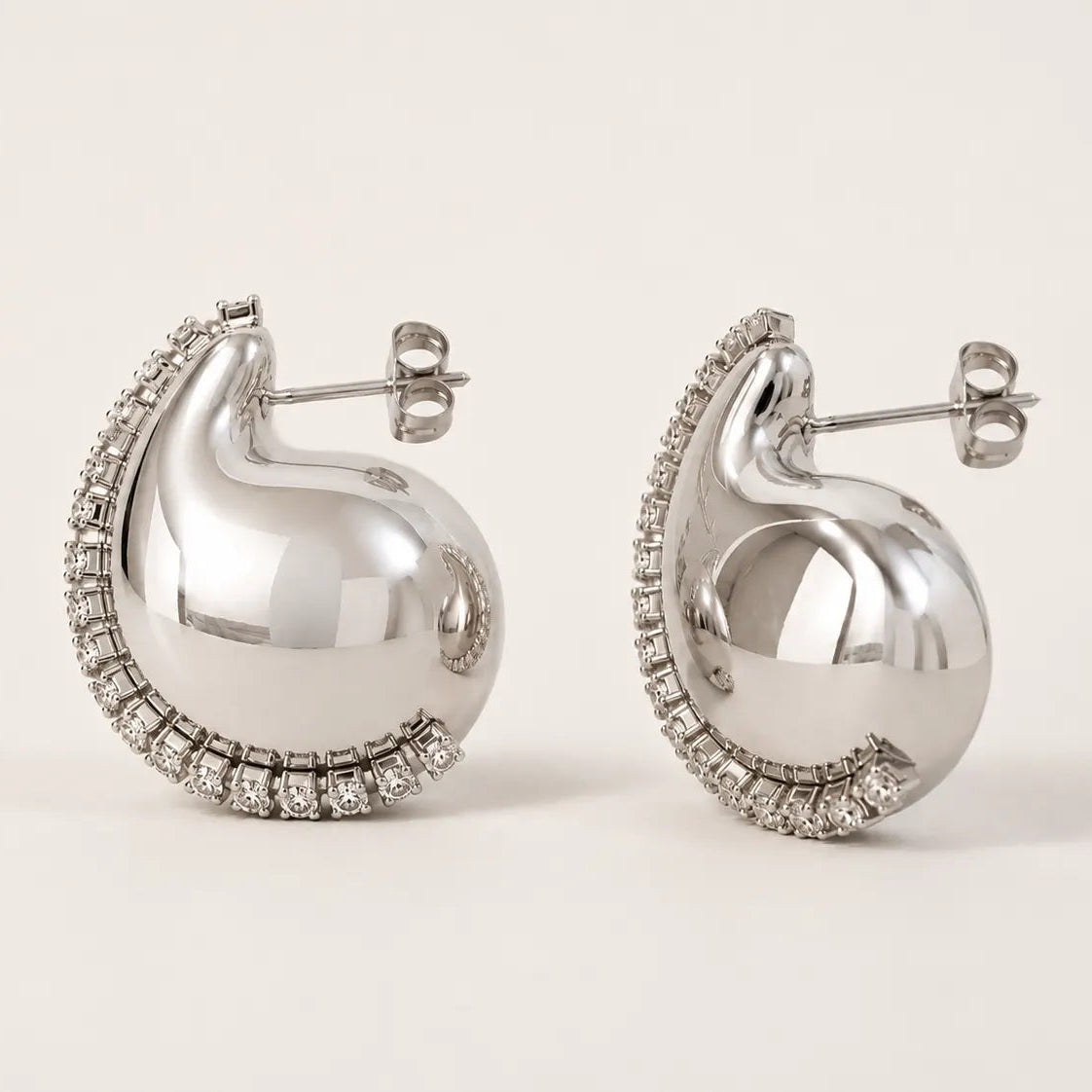 Moonlit Pave Earrings - 18K Gold Plated
