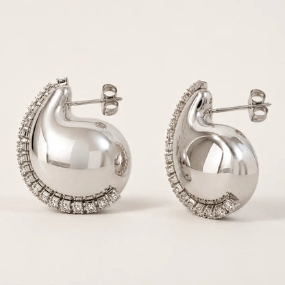 Moonlit Pave Earrings - 18K Gold Plated