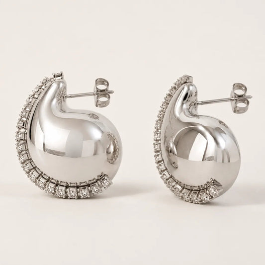 Moonlit Pave Earrings - 18K Gold Plated