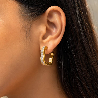 Twinkle Bites Hoops Earrings - 18K Gold Plated