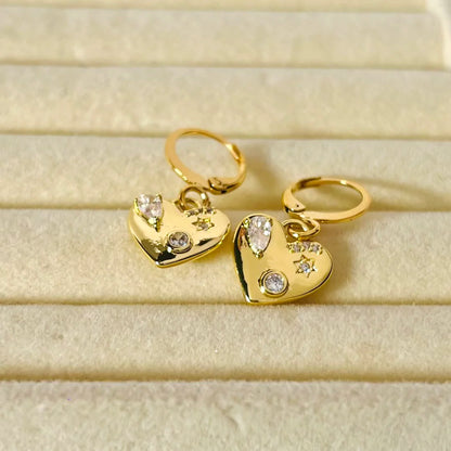 Aure Heart Earrings - 18K Gold Plated