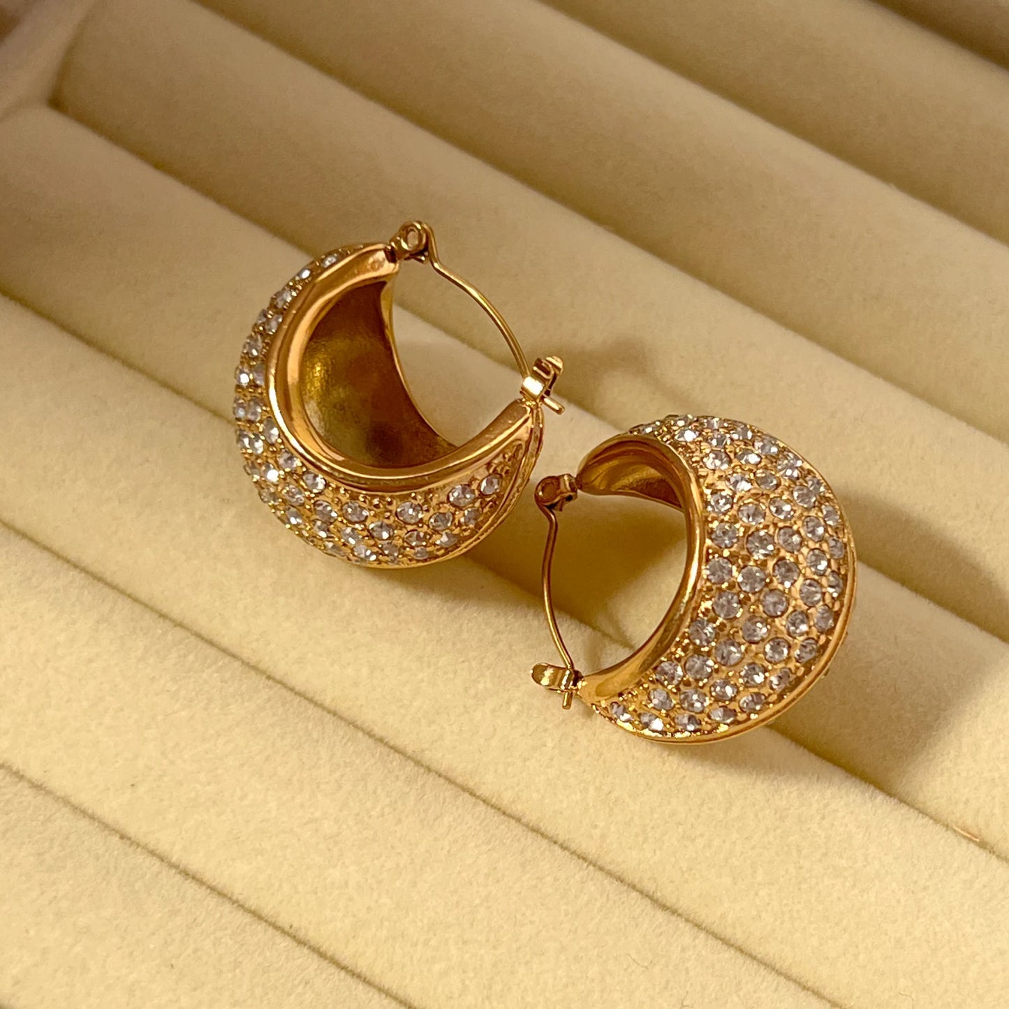 Moon Bubble Hoops Earrings - 18K Gold Plated