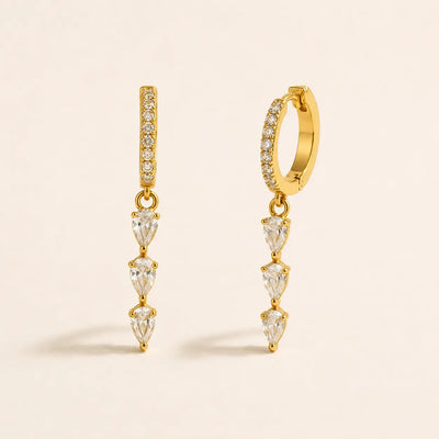 Crystal Curve Hoops Earrings - 18K Gold Plated
