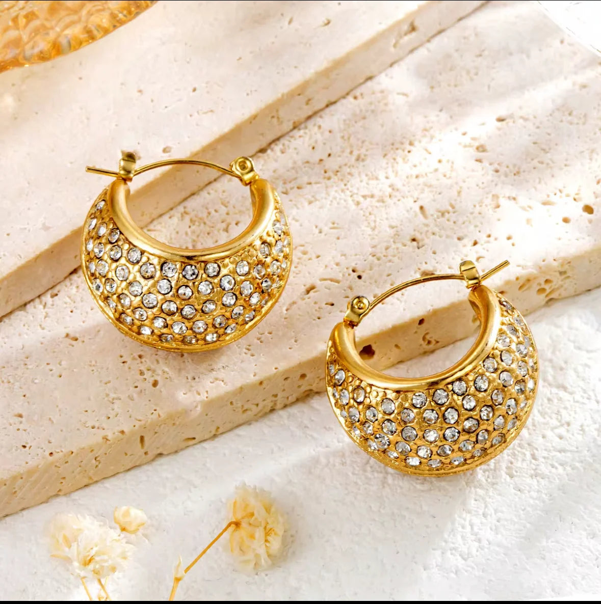 Moon Bubble Hoops Earrings - 18K Gold Plated