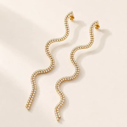 Ripple Route Dangler Earrings - 18K Gold Plated