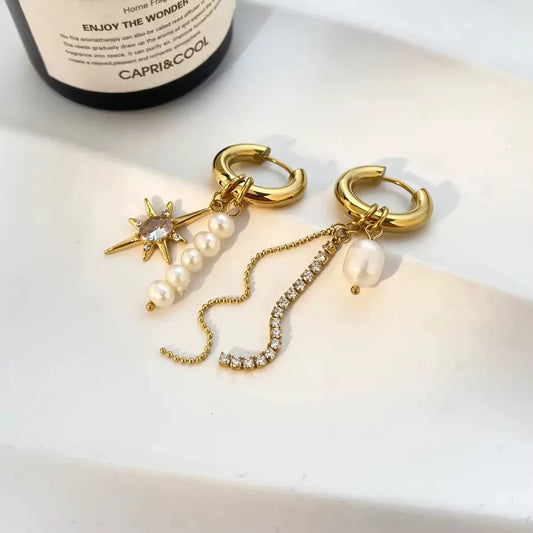 Orbit Dangle Dangler Earrings - 18K Gold Plated