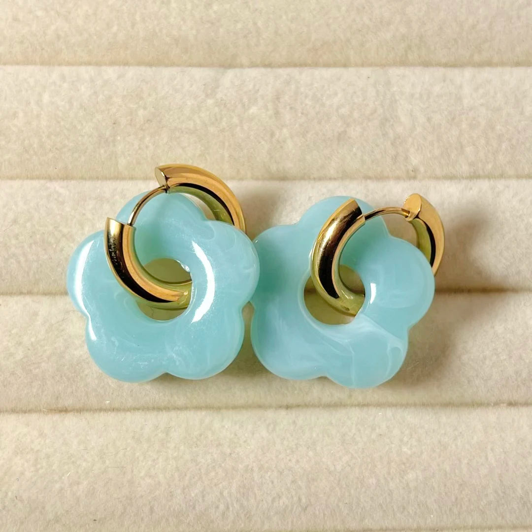 Flora Drop Hoop Earrings - 18K Gold Plated