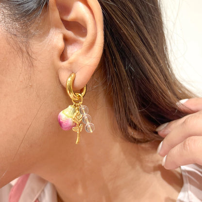 Rosy Beaded Dangler Earrings