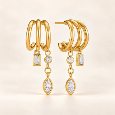 Trinity Drift Earrings - 18K Gold Plated