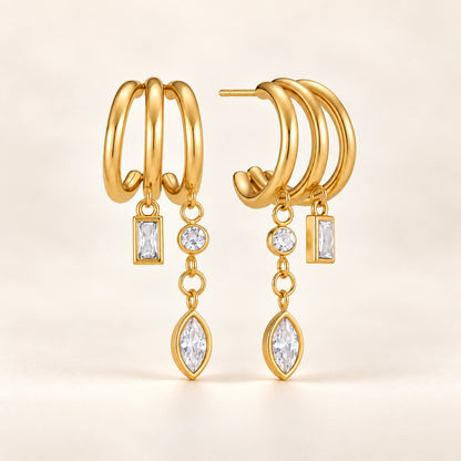 Trinity Drift Earrings - 18K Gold Plated