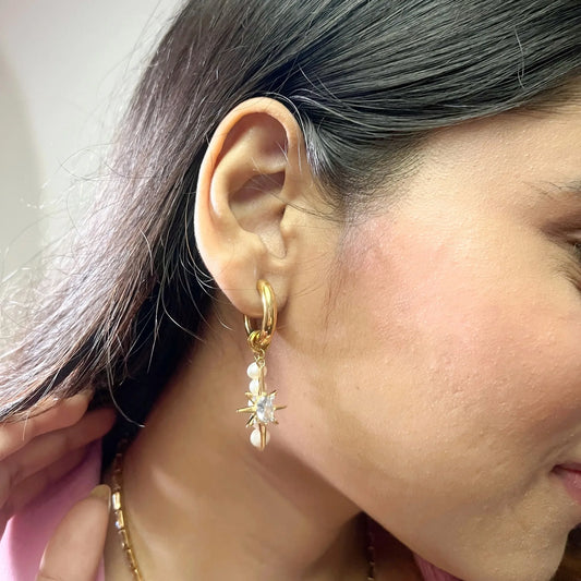 Orbit Dangle Dangler Earrings - 18K Gold Plated