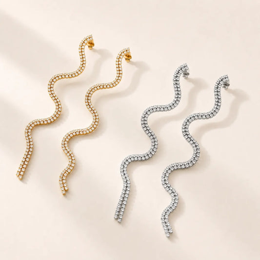 Ripple Route Dangler Earrings - 18K Gold Plated