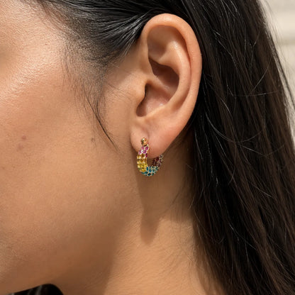 Galaxy Gleam Hoops Earrings - 18K Gold Plated