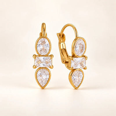 Trio Cut Huggies Earrings - 18K Gold Plated