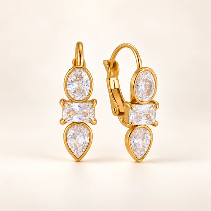 Trio Cut Huggies Earrings - 18K Gold Plated