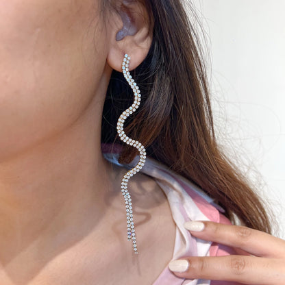 Ripple Route Dangler Earrings - 18K Gold Plated