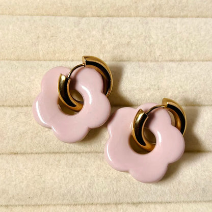 Flora Drop Hoop Earrings - 18K Gold Plated