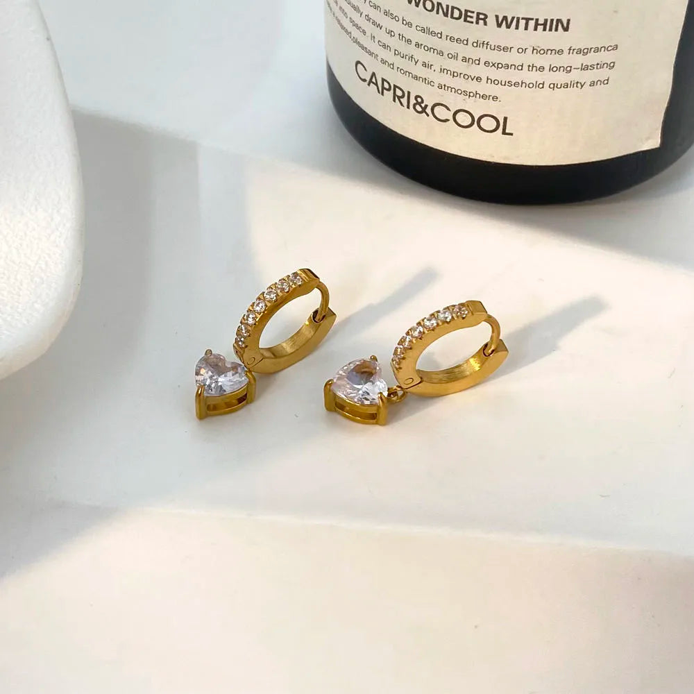 Timeless Heart Hoop Earrings - 18K Gold Plated