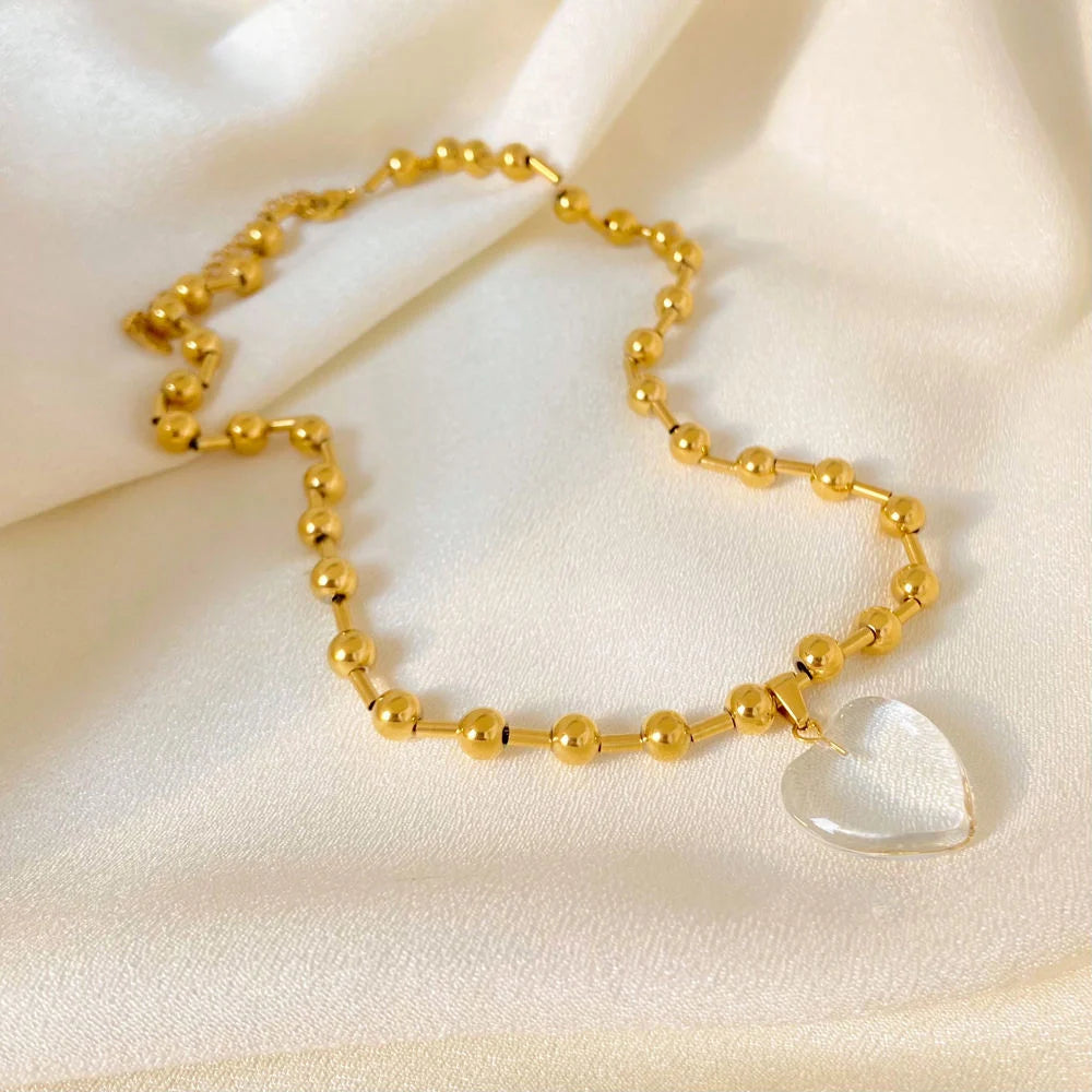 Crystal Love Necklace - 18K Gold Plated