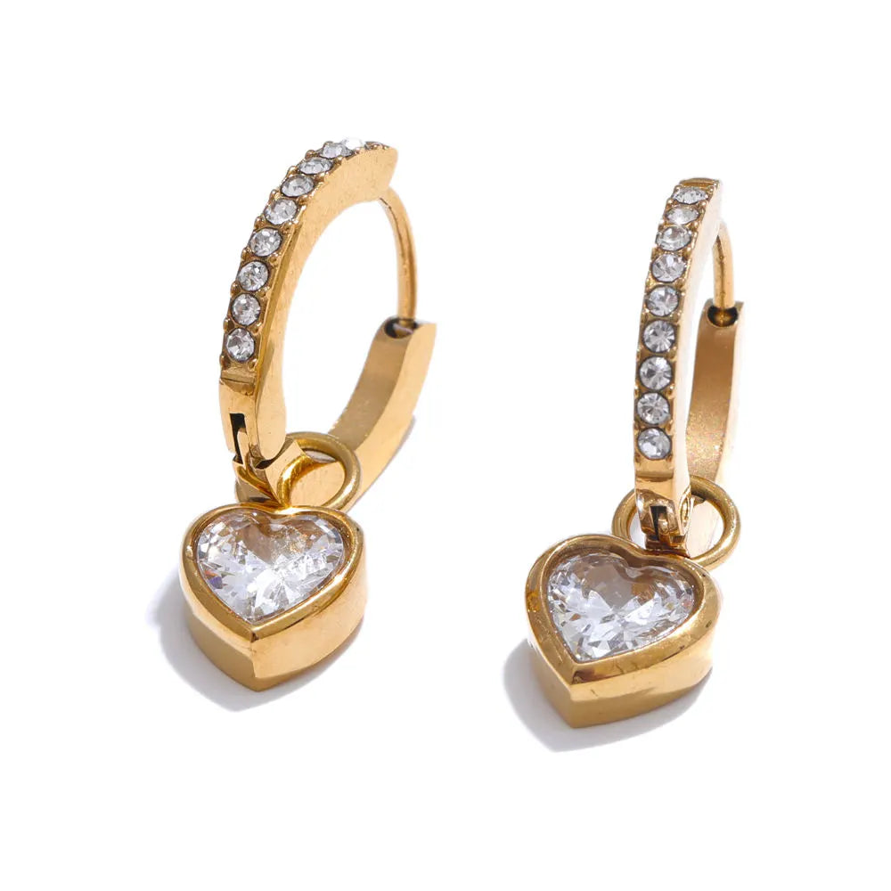 Timeless Heart Hoop Earrings - 18K Gold Plated
