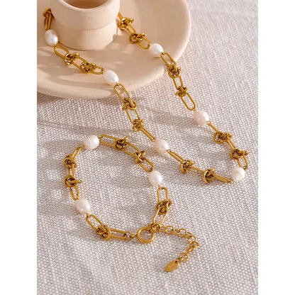 Tied in Pearl Set - 18K Gold Plated
