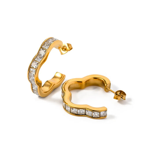 Twinkle Bites Hoops Earrings - 18K Gold Plated