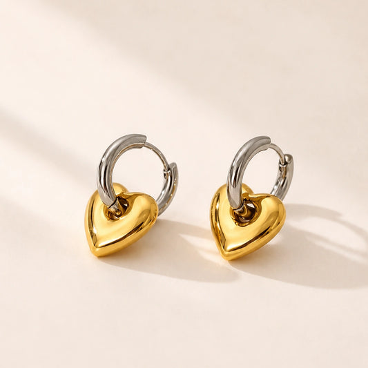 Dual Heart Earrings - 18K Gold Plated