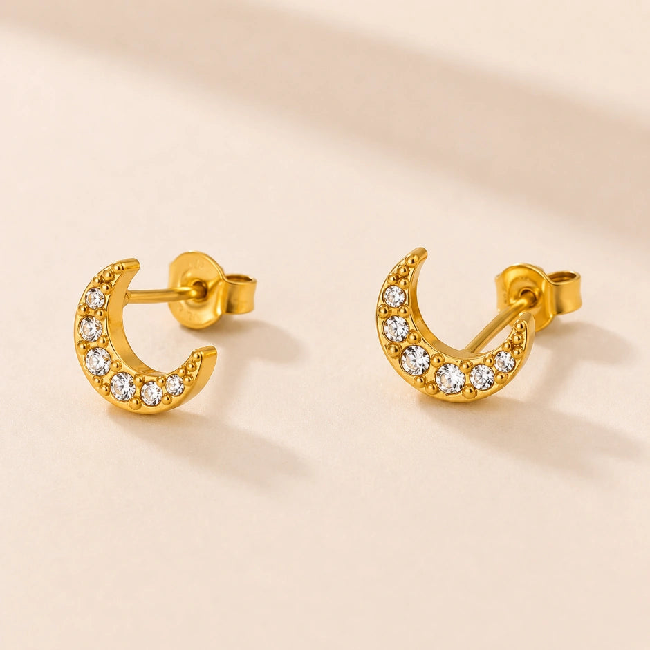 Moonbeam Studs - 18K Gold Plated