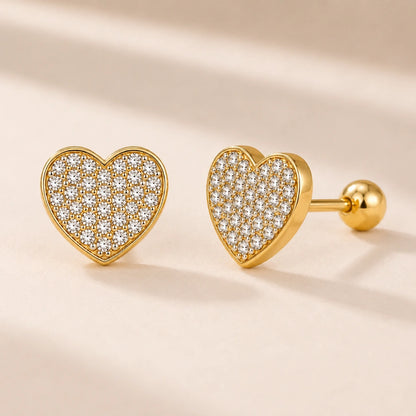 Golden Heart Studs - 18K Gold Plated