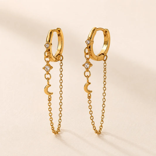 Night Sky Huggies Earrings - 18K Gold Plated