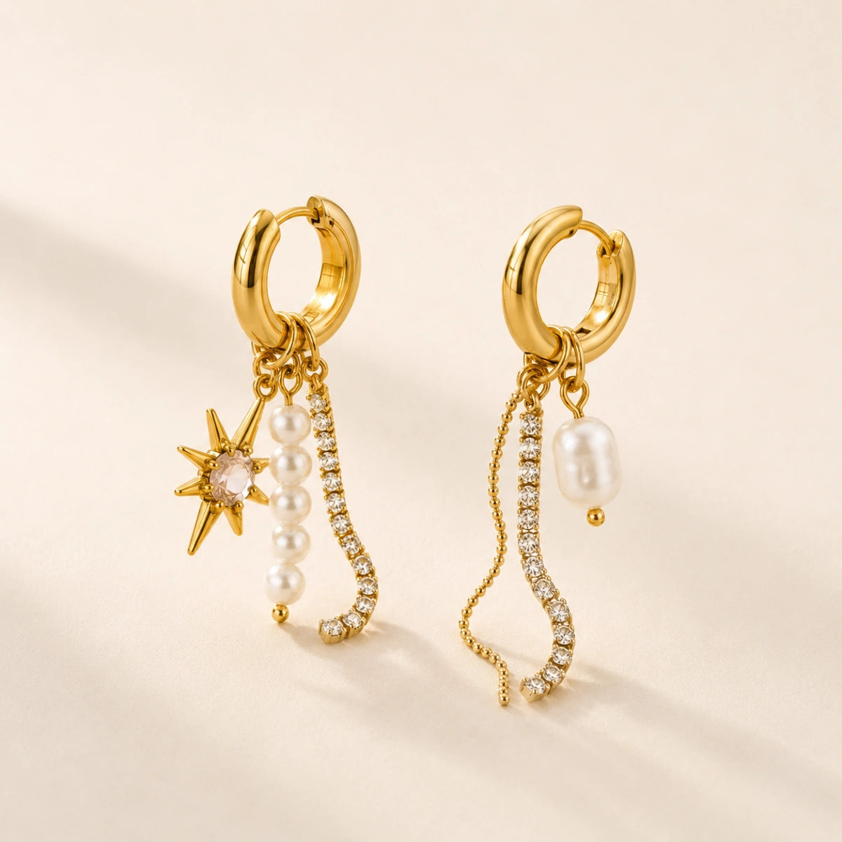 Orbit Dangle Dangler Earrings - 18K Gold Plated