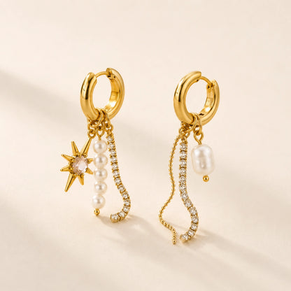 Orbit Dangle Dangler Earrings - 18K Gold Plated