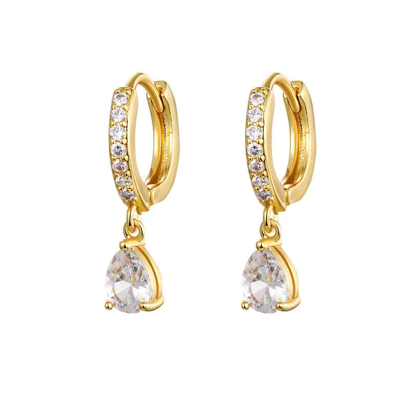 Elara Drop Hoop Earrings - 18K Gold Plated