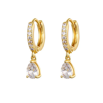Elara Drop Hoop Earrings - 18K Gold Plated