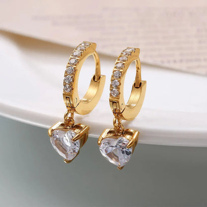 Timeless Heart Hoop Earrings - 18K Gold Plated