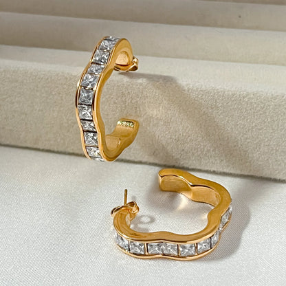 Twinkle Bites Hoops Earrings - 18K Gold Plated