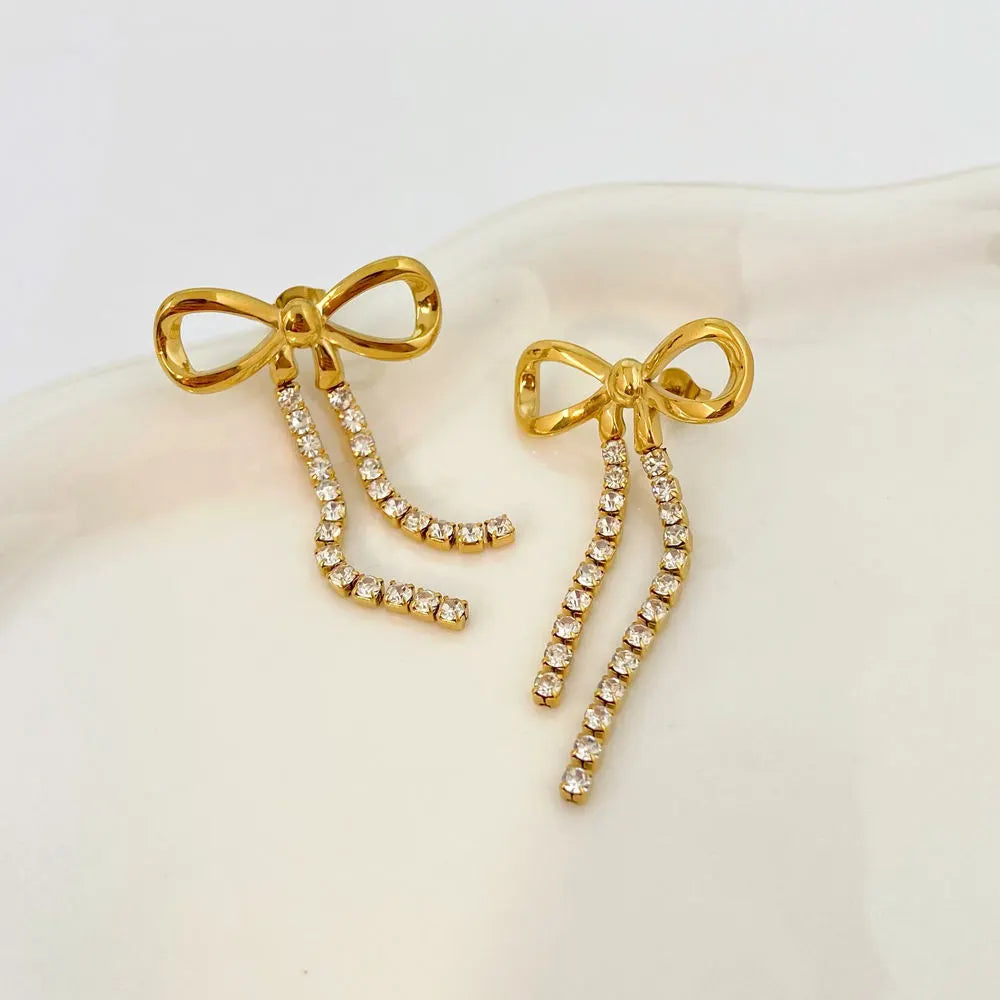 Ballerina Bow Earrings - 18K Gold Plated