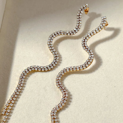 Ripple Route Dangler Earrings - 18K Gold Plated