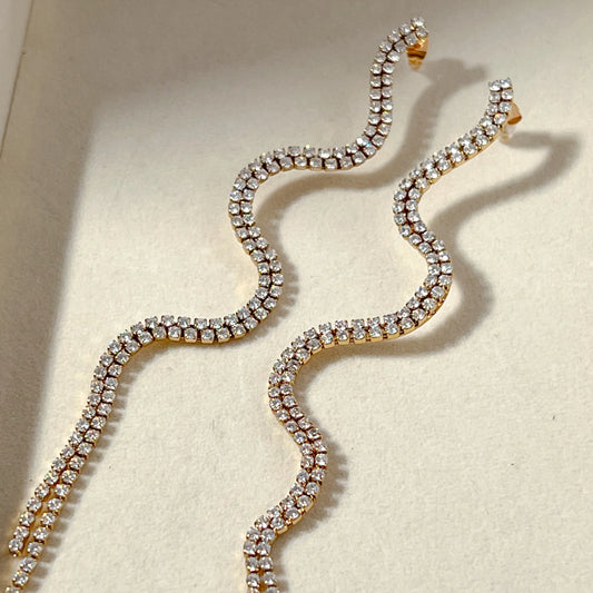 Ripple Route Dangler Earrings - 18K Gold Plated