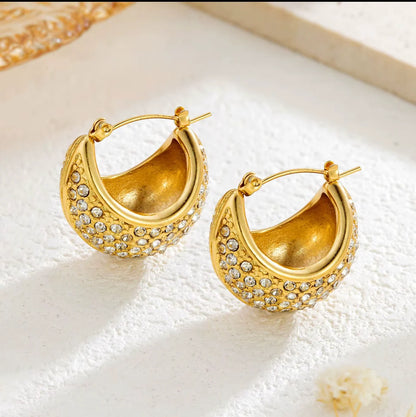 Moon Bubble Hoops Earrings - 18K Gold Plated