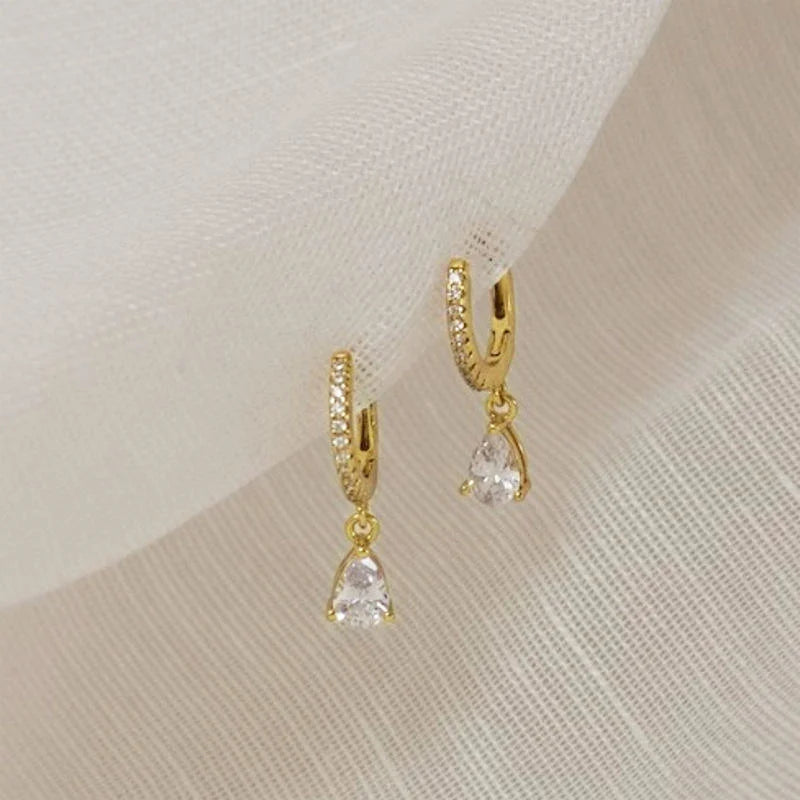 Elara Drop Hoop Earrings - 18K Gold Plated