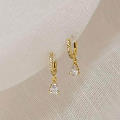 Elara Drop Hoop Earrings - 18K Gold Plated